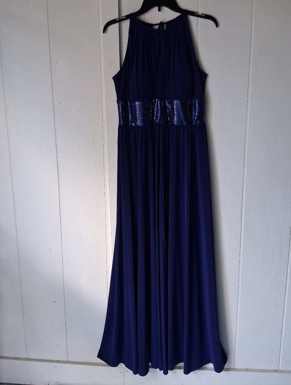 R&M Richards Navy Halter Maxi with Sequin Waistband Sz 8 Pre-owned